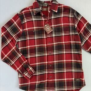 NWT G.H. Bass & Co Plaid Red Flannel Button Down Cotton Long Sleeve‎